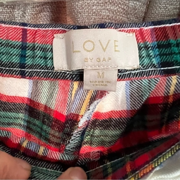 LOVE By Gap Red Plaid Flannel Pajama Two Piece Set Size Medium - Picture 7 of 16